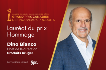 Dino Bianco, le chef de la direction de Produits Kruger,  recevra le prix Hommage 2024 du Grand Prix canadien des nouveaux produits, remis par le Conseil canadien du commerce de détail et Produits alimentaires, de santé et de consommation du Canada